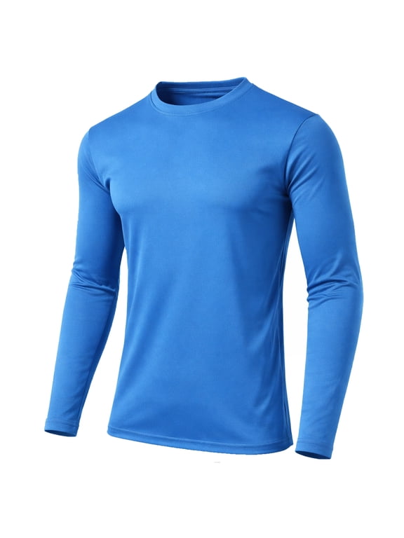 Men's Moisture Wicking Long Sleeve Performance Crew Neck Tagless Tee (Sizes, S-2XL)