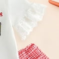 thumbnail image 4 of enyan Toddler Little Girl Clothes Fruit Print Short Sleeve Tops Plaid Flared Pants Set Back To School Summer Outfit(Red,3-4 Years), 4 of 6