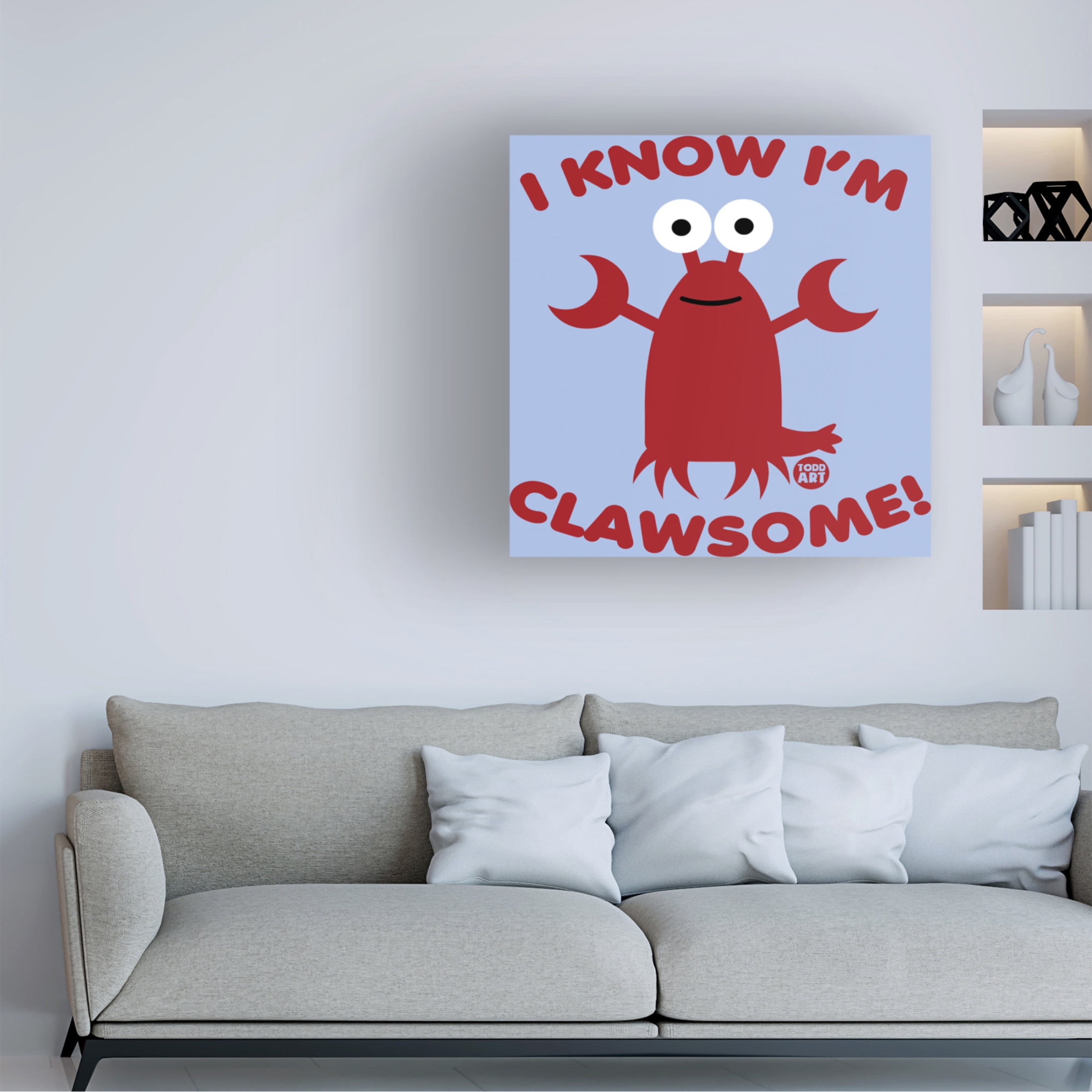 Canvas Wall Art - toddart 'Clawsome Lobster' Wall Art for Living Room, Bedroom, or Office Décor by Trademark Fine Art - 24 x 24 Inches