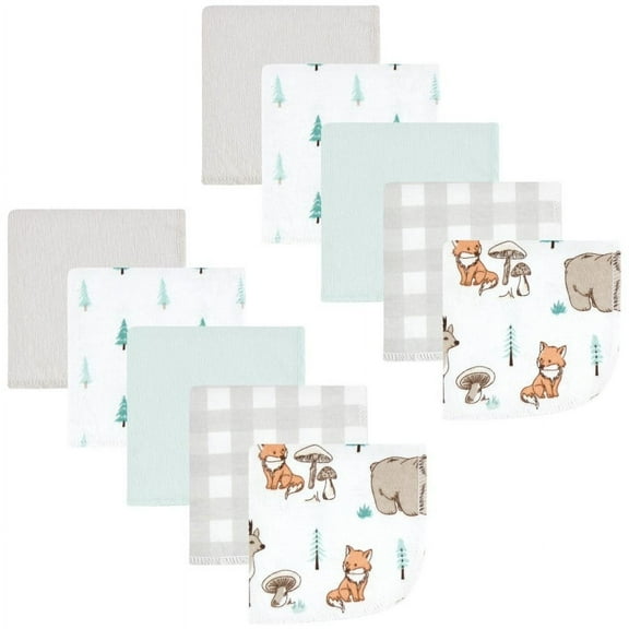 Hudson Baby Flannel Washcloths, Neutral Woodland Pals 10Pk, One Size