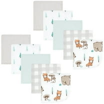 Hudson Baby Flannel Washcloths, Neutral Woodland Pals 10Pk, One Size