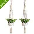 thumbnail image 1 of Paquete de 2 maceteros colgantes de macramé para plantas, cestas colgantes de cuerda de yute trenzada, 1 of 7