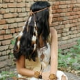 thumbnail image 4 of Diadema de plumas bohemia de verano, tocado Hippie, diadema de plumas, accesorios para el cabello de Carnaval bohemio para Festival bohemio, 4 of 5
