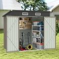 thumbnail image 2 of Segmart Outdoor Storage Shed, 6x4 FT Galvanized Steel Metal Bike Shed with Lockable Door, Waterproof Outdoor Garden Storage Tools Shed with Apex Roof, for Garden, Backyard, Brown, 2 of 8