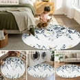 thumbnail image 6 of Teal Gray Eucalyptus Leaves 5ft Round Rug, Farmhouse Botanical Watercolor Non-Skid Rubber Backing Large Area Rugs - Living Room Bedroom Home Office, Indoor Floor Mat Carpets Washable Rug, 6 of 9