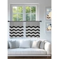 thumbnail image 4 of Sheer Curtains 54 Inch Length 2 Panels Set for Kitchen, Black Chevron Semi Sheer Curtains for Windows, Geometric Grey Print Wavy Striped White Voile Window Treatments Rod Pocket Curtain, 4 of 7