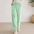 thumbnail image 6 of Ohufall Fleece Pajama Pants for Women Stretchy Wide Leg Sleep Pant Pockets Comfortable Solid Color Home Lounge Pants, 6 of 7