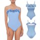 thumbnail image 4 of Gibobby Trajes de Baño para Mujer Bañador Mujer Rosa Azul Vintage A Mano Premium Feel Bañador(Azul,CH), 4 of 5