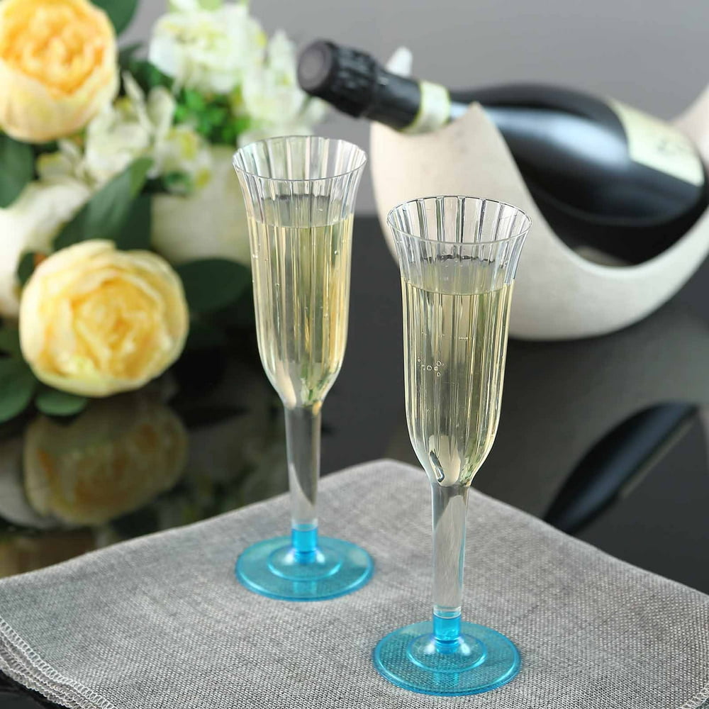 Efavormart 60 Pcs Disposable Clear Plastic Champagne Flutes for Wedding Birthday Party Banquet