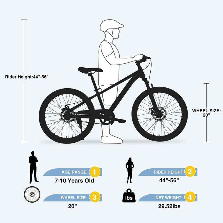 20 Mountain Bike with Pneumatic Rubber Tyres and Hidden Anti theft Bell for Boys and Girls aged 7 10 years Children s Bike Height adjustable Mountain Bike Seat and Handlebars Orange Walmart