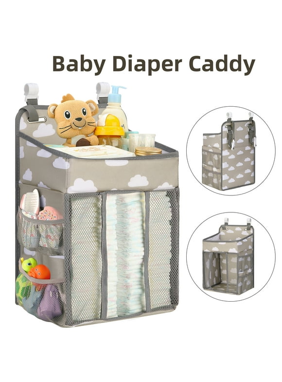 Changing Table Diaper Organizer - Baby Hanging Diaper Stacker Nursery Caddy Organizer for Cribs Playyard Baby Essentials Storage