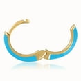 thumbnail image 5 of Gold Plated Neon Blue Enamel Huggie Hoop Earrings for Women, 5 of 5