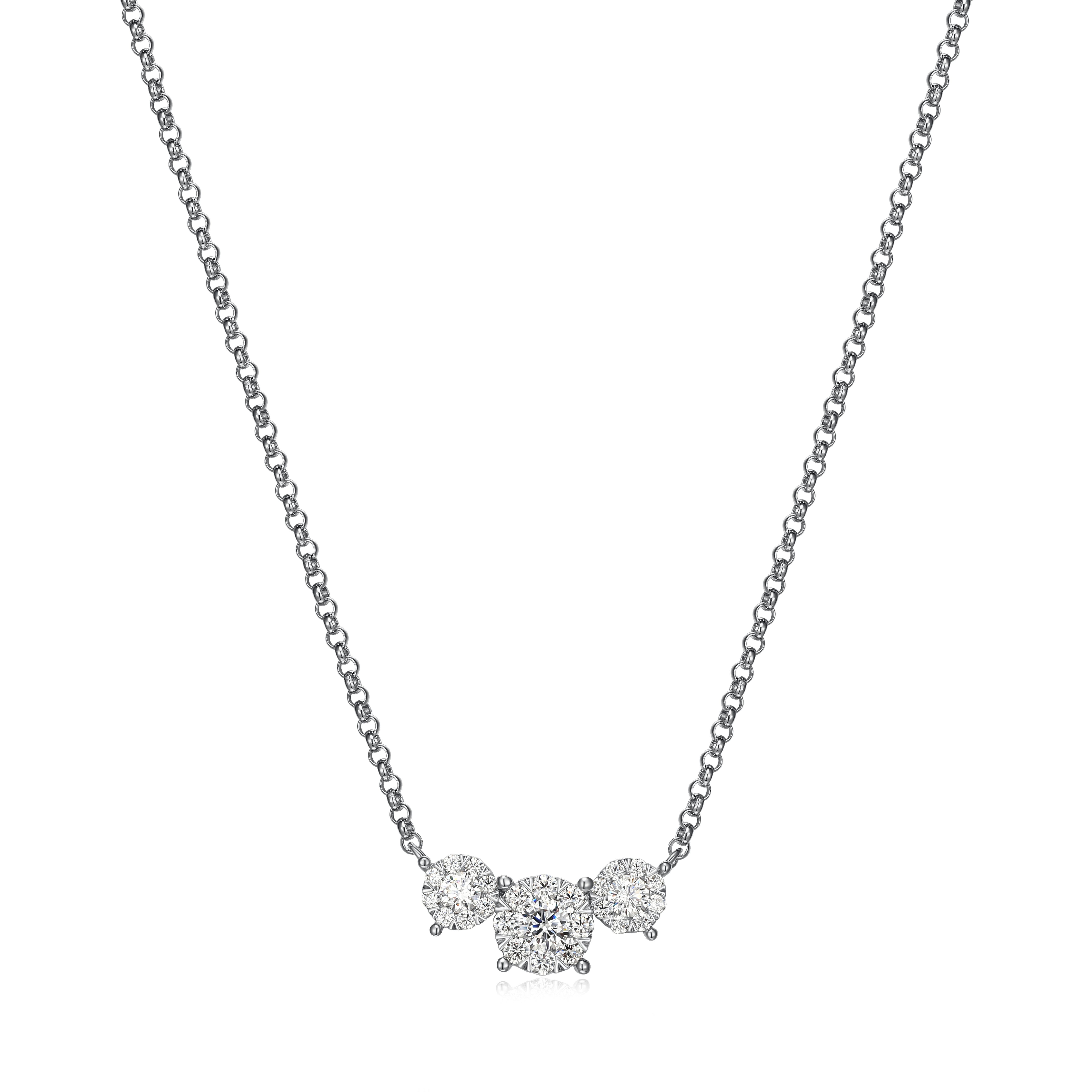 Forever Facets 5/8 CT TW Lab Grown Diamond Necklace in Platinum over Sterling Silver, Adult Female