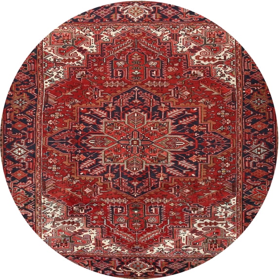 Ahgly Company Machine Washable Indoor Round Traditional Rust Pink Area Rugs, 3' Round