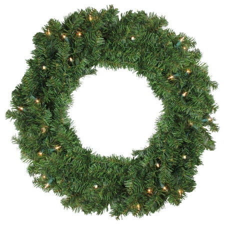 Alaskan Pine Wreath Clear Lights - 24