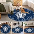 thumbnail image 6 of Summer Marine Life Round Living Room Rugs 8 ft, Ocean Cute Sea Turtle Graffiti Seaweed Coastal Washable Large Area Rug with Non-Slip Sturdy Edge Binding Round Carpet for Dining Room Kitchen Office, 6 of 9