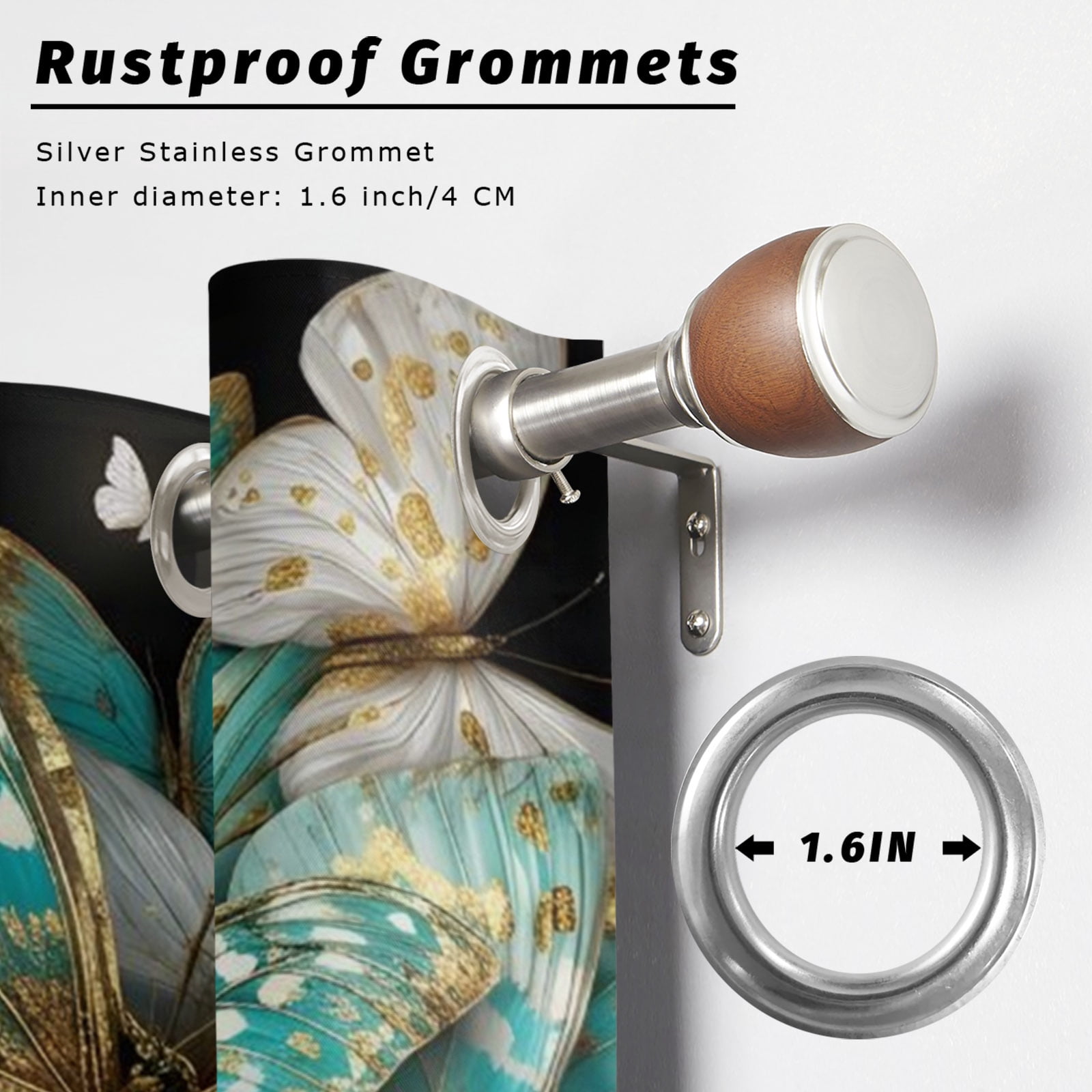 African American Outdoor Curtains for Patio, Woman Portrait Butterfly Luxury Sunshade Privacy Drapes Grommet Waterproof Outside Curtains for Porch/Cabana/Balcony 54"x 108", 1 Panel