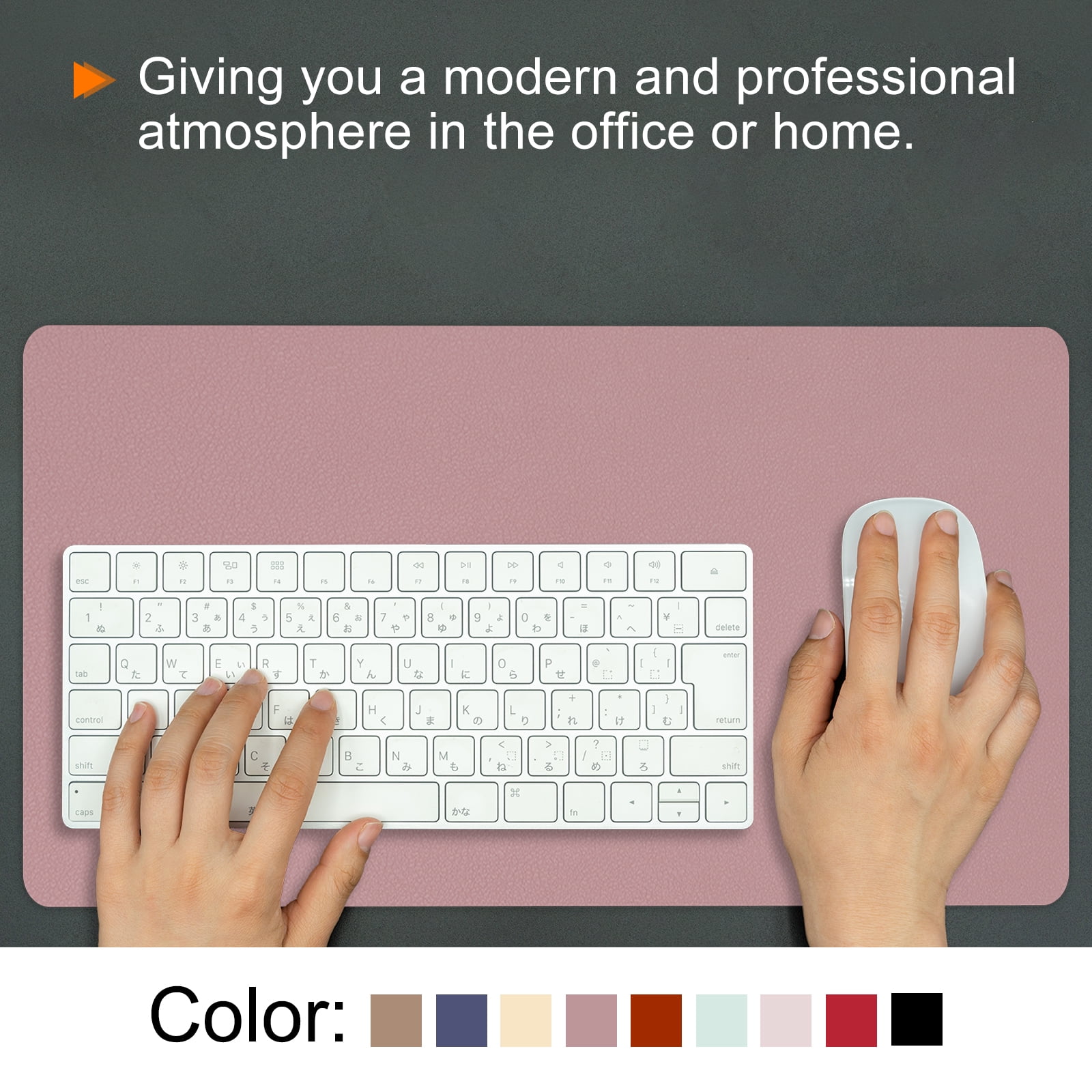 Unique Bargains PU Leather Waterproof Writing Desk Mat Protector Beige Yellow 28"x14"