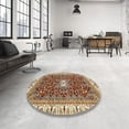 thumbnail image 3 of Ahgly Company Indoor Round Abstract Brown Red Abstract Area Rugs, 7' Round, 3 of 6