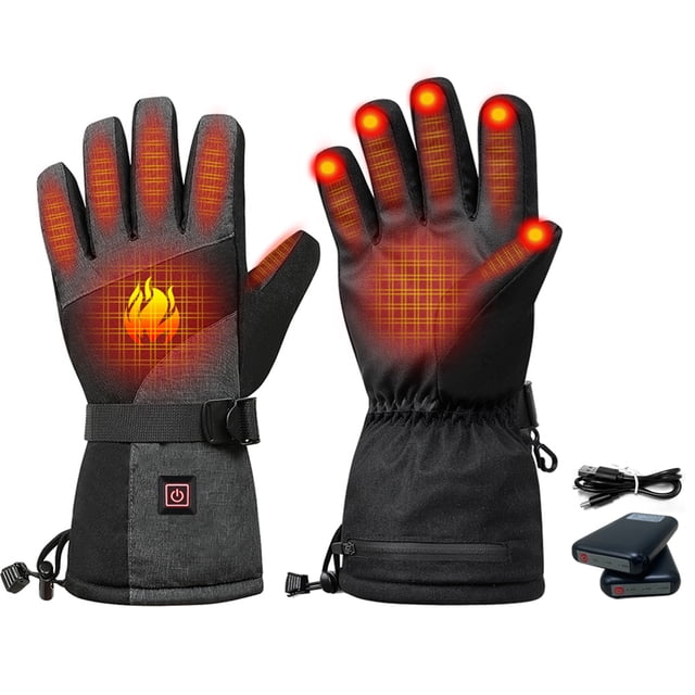 Guantes Irfora Guantes calefactables con batería eléctrica para hombres y mujeres, guantes de invierno impermeables con pantalla táctil, guantes térmicos calefactores, calentador de manos portátil c Irfora Guantes