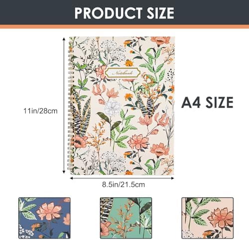 Quivanta 3 Pack Spiral Notebook Journal for Women College Ruled Notebook 120 Pages A4 Aesthetic Journaling Notebooks for Work School Office Home, 8.5 x 11 Inches Notebooks for Valentine Gifts