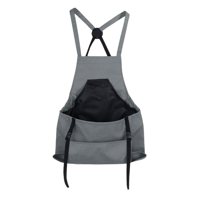 Abbracc Garden Apron with Pockets Adjustable Shoulder Strap Gardening Apron for Kitchen Gray