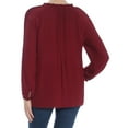 thumbnail image 2 of CHARTER CLUB Womens Maroon Pleated Long Sleeve Keyhole Peasant Casual Top M, 2 of 2