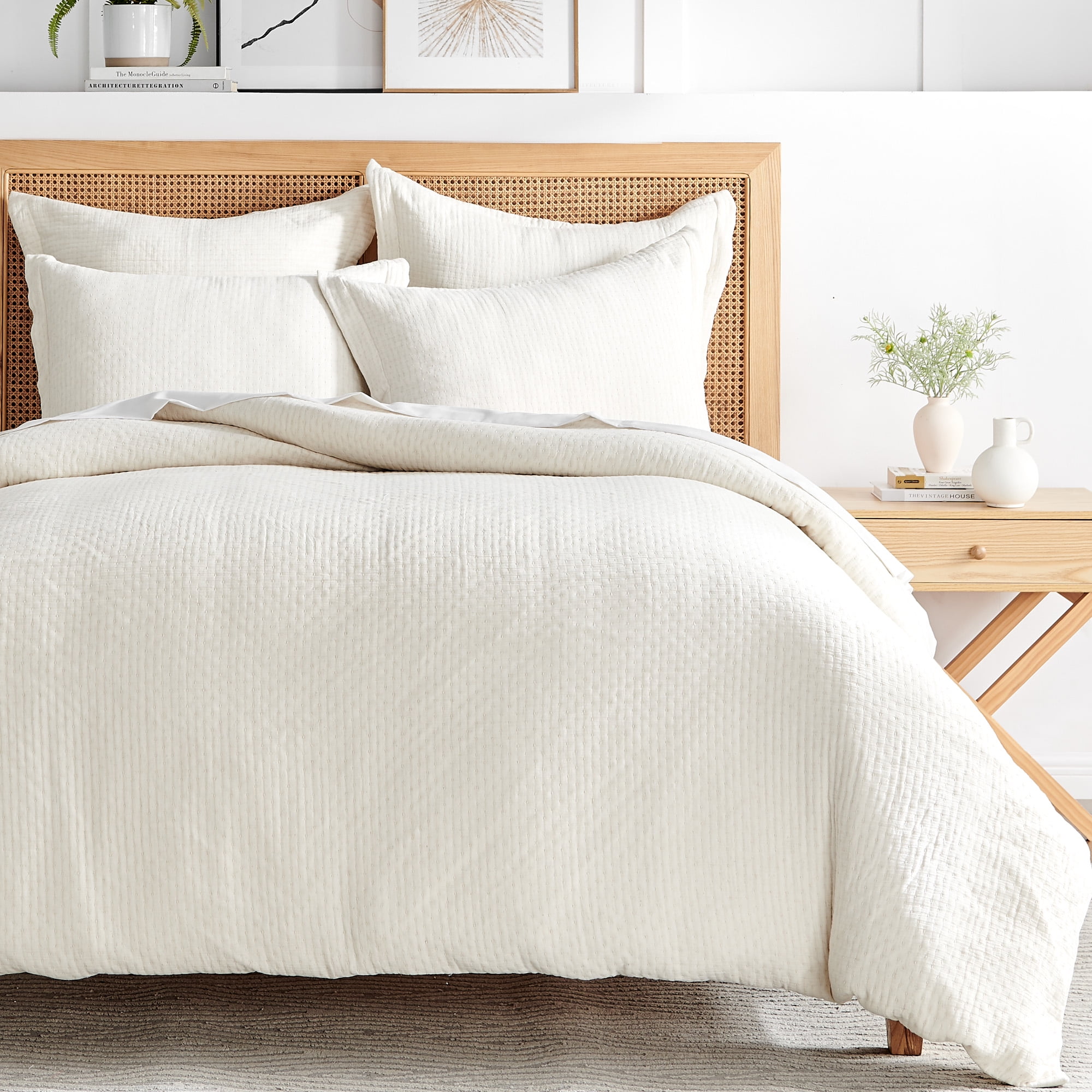Levtex Home - Reede Muslin Cream Euro Shams Set of 2 - Muslin - Cream - Two Euro Sham (26 x 26in.)- Cotton
