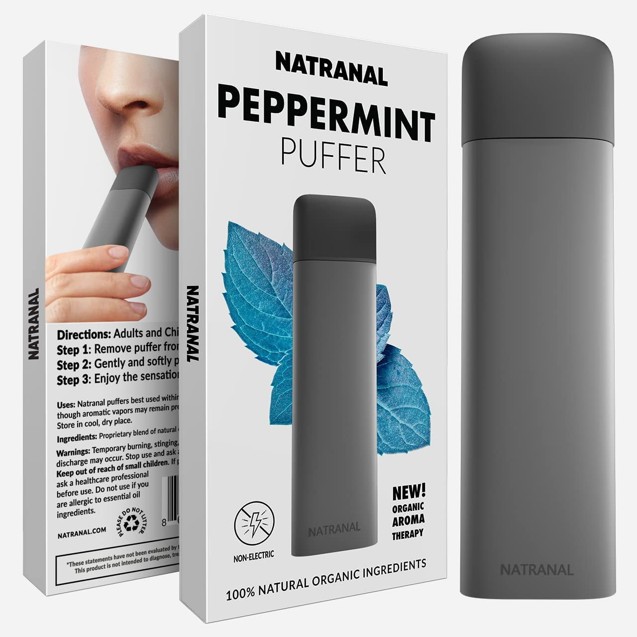 Natranal Quit Puffer for Oral Fixation Quit Smoking &amp;amp; Vaping - Organic Aroma Flavored Peppermint 1 Pack