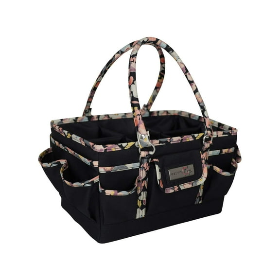 Deluxe Store  Tote Craft Organizer, Black  Floral Trim