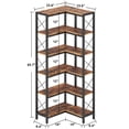thumbnail image 4 of IRONCK 6-Tier Corner Shelf, Industrial L-shaped Display Bookshelf, Freestanding Bookcase for Living Room Home Office, Brown, 4 of 6