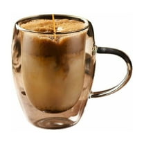 Double Walled Coffee Cups Glasses Mugs, Espresso Cappuccino Latte Tea Cups with Handle, Heat Resistant Borosilicate Clear Glasses