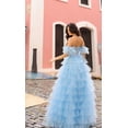 thumbnail image 4 of Women's Nox Anabel T1338 Romantic Strapless Ruffle Prom 2026 Dress With Puff Sleeves Royal Blue Size 0, 4 of 5