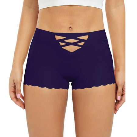 FUNUONY Big Sale!! Seamless Shaping Boyshorts Panties for Women Slip Shorts Under Dress Shapewear Shorts Tummy Control Underwear Briefs Female Non Pants Female Ice Silk Buttocks Lady Blue S