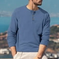 thumbnail image 6 of Hearthz Men's Long-Sleeve Henley Shirt Fall 3-Button Solid Color Mens Workout Shirts Round Neck Sports Baseball T Shirts, 6 of 7