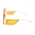 thumbnail image 3 of Flashy Oversize Metal Stud Mob Luxury Panel Lens Sunglasses Gold Orange, 3 of 4