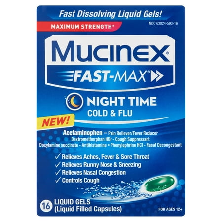 Mucinex Fast-Max Liquid Gels - Nighttime Rhume et grippe 16 ct.