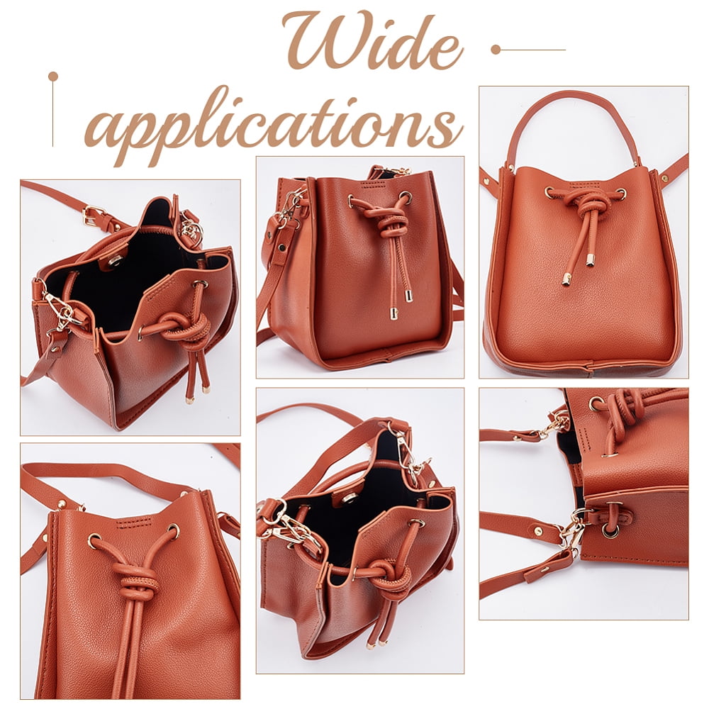 1set DIY Imitation Leather Sew on Women's Crossbody Bucket bag Making Kit including Fabrics D Rings Screw Cord and Needle Screwdriver Sienna Fihished Product: 220x200x100mm
