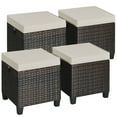 thumbnail image 1 of Costway 4PCS Patio Rattan Ottoman Cushioned Seat Foot Rest Coffee Table, 1 of 5