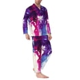 thumbnail image 2 of Fotbe Dual Skulls Colorful Fusion Pattern Long Sleeve Pajama Set for Men,Sleepwear Set,2-piece Loungewear Set,Soft PJs Comfy Nightwear with Pockets-Large, 2 of 7