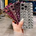 thumbnail image 6 of Compatible with iPhone 12 Pro Case-6.1 Inch, Fashion 3D Woven Pattern Plating Phone Case, Grid Printed case for Women Girls Soft Silicone Shockproof Camera Protective Back Cover-Hot Pink, 6 of 15