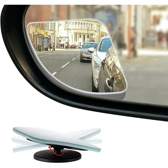 HUGFEGWE Blind Spot Mirror Fan Shape HD Glass Blind Spot Mirror Rear View Mirror Convex 360°Adjustment Wide Angle Side Blindless Mirror without Housing, 1 Pair U2536-26250