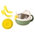 thumbnail image 4 of Tazón de bebé,Tazón Contenedor de comida con succión Cuchara Tazón para bebé,Juego de cuchara y tazón aislante de acero inoxidable para bebé,Utensilios Platos de comida Tazón de Verde, 4 of 10