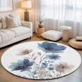 thumbnail image 2 of Round Area Rugs 6Ft, Navy Blue Floral Non-Slip Washable Circle Rugs Carpet, Watercolor Flowers Farmhouse Indoor Outdoor Rug Floor Mats Throw Runner for Bedroom Living Room Bathroom, 2 of 8