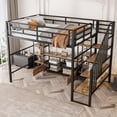 thumbnail image 3 of Bellemave Full Size Metal Loft Bed with Staircase Modern Industrial Loft Bed with Built-in Low Table and Storage Shelves, Full Loft Bed Frame for Teens, Black, 3 of 10