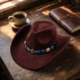 thumbnail image 5 of Qwertyu Western Cowboy Hat for Men Women Classic Fedora Hat with Buckle Belt Coffee, 5 of 6