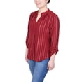 thumbnail image 2 of Petite Long Sleeve Foil Striped Blouse, 2 of 3