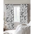 thumbnail image 4 of Black Grey Botanical Blackout Curtains for Bedroom Living Room Darkening Curtains 90 Inch Watercolor Spring Floral Summer Leaf Black Out Window Curtain Privacy Window Treatment Drapes 52"x90"x2, 4 of 9