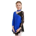 thumbnail image 4 of iEFiEL Kids Girls Figure Skating Competition Costume Ballet Lyrical Dancewear Floral Lace Patchwork Dance Dress Royal Blue 14, 4 of 7