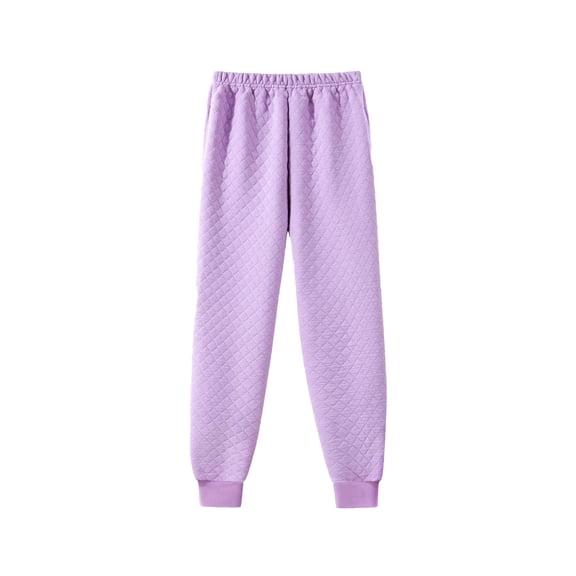 Lenpel Women's Plus Size Pajama Pants Casual Elastic Waist Tapered Soft Comfy Lounge Pants Thick Warm Pj Bottoms with Pockets(Purple,X-Large)